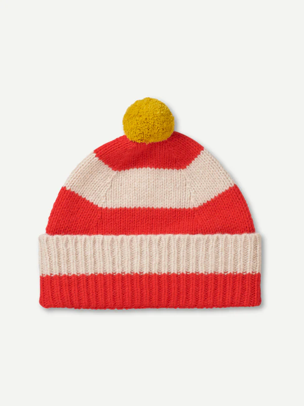 Stripe Pompom Hat