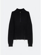 WOOL TRUCKER SWEATER WITH 2 ZIPPED SLITS AT THE BOTTOM