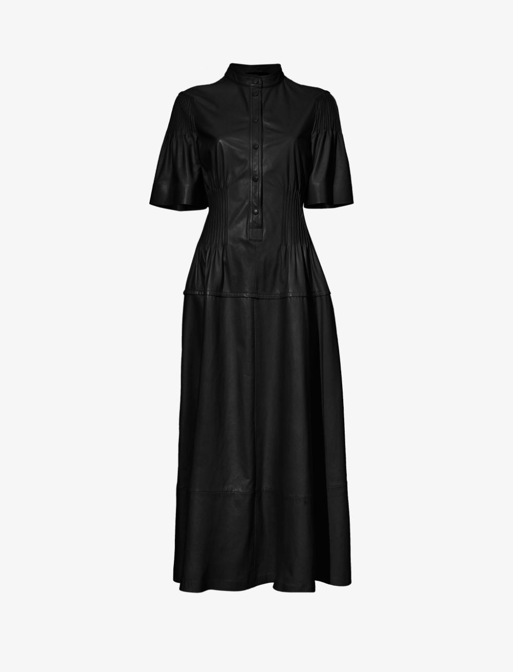 Leather Pintuck Dress