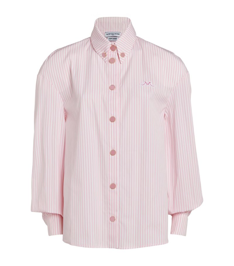 Striped Cotton Poplin Oversize Shirt with Logo