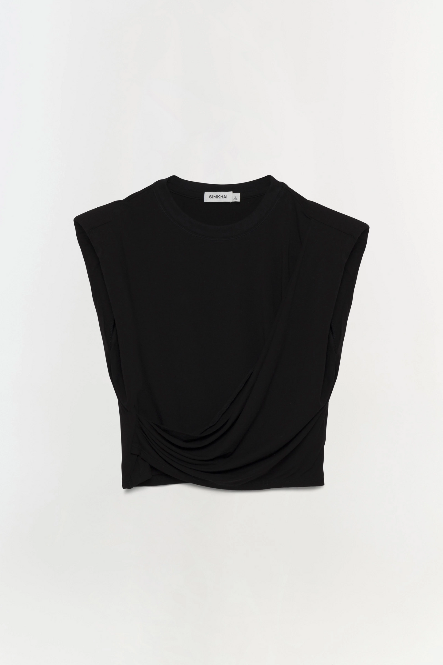 ESTELLE CLEAN STRETCH JERSEY WRAP FRONT CROP T SHIRT