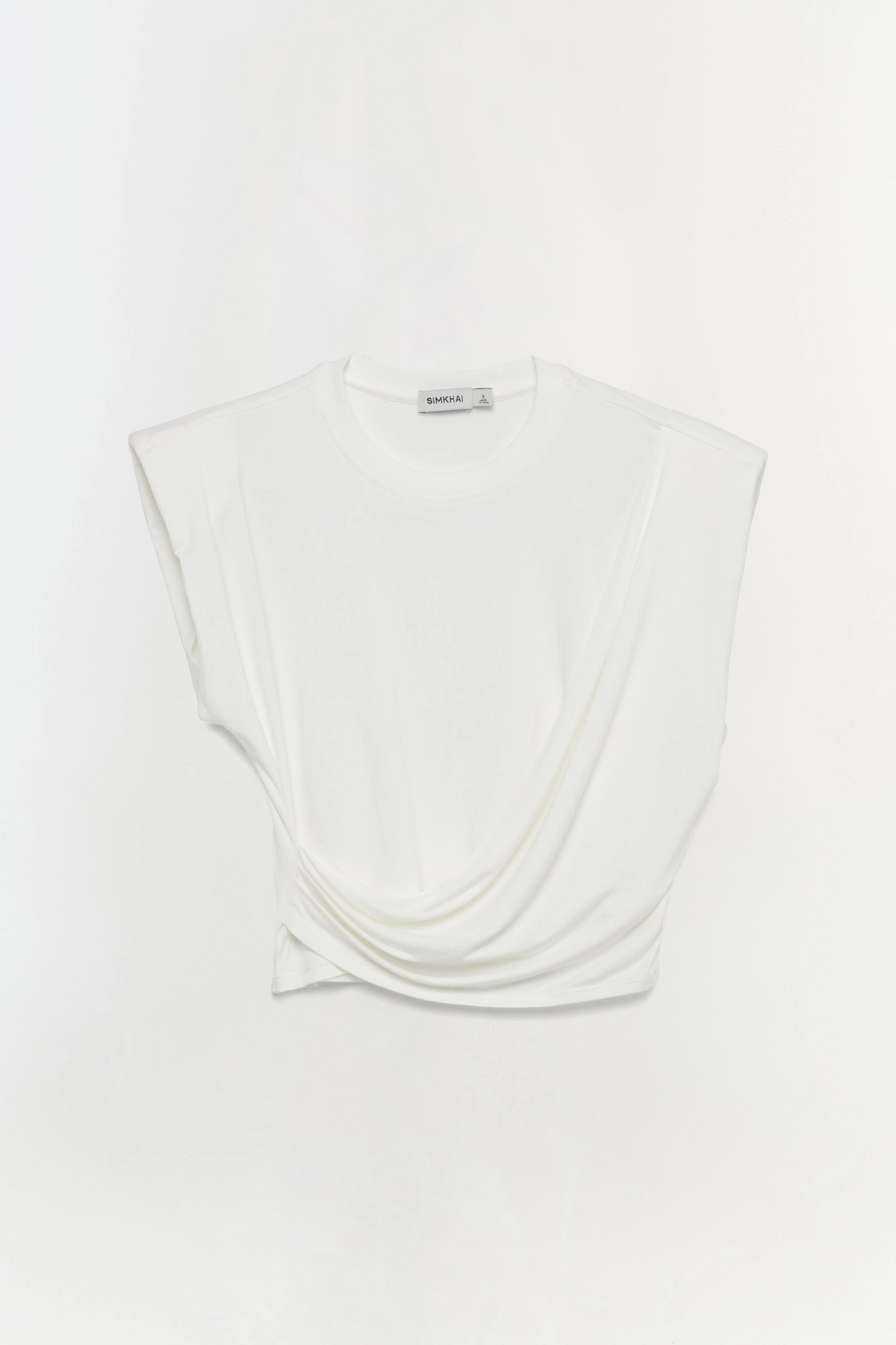 ESTELLE CLEAN STRETCH JERSEY WRAP FRONT CROP T SHIRT
