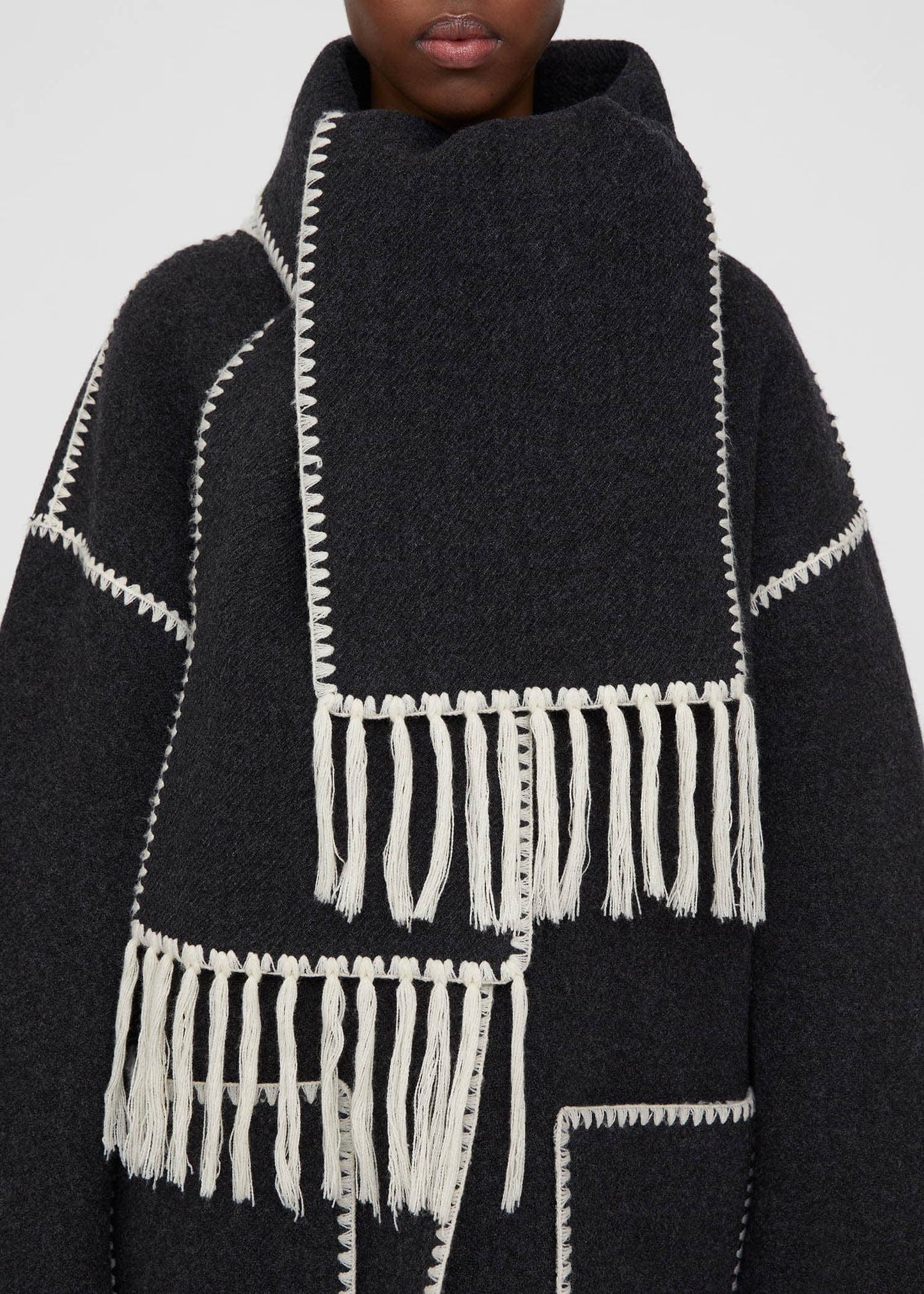 Embroidered scarf jacket