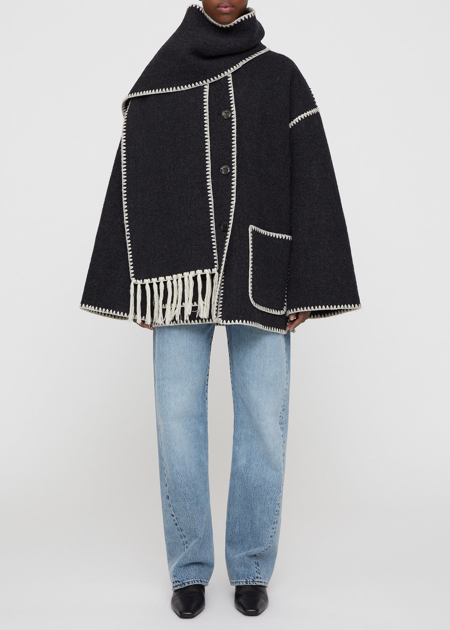Embroidered scarf jacket