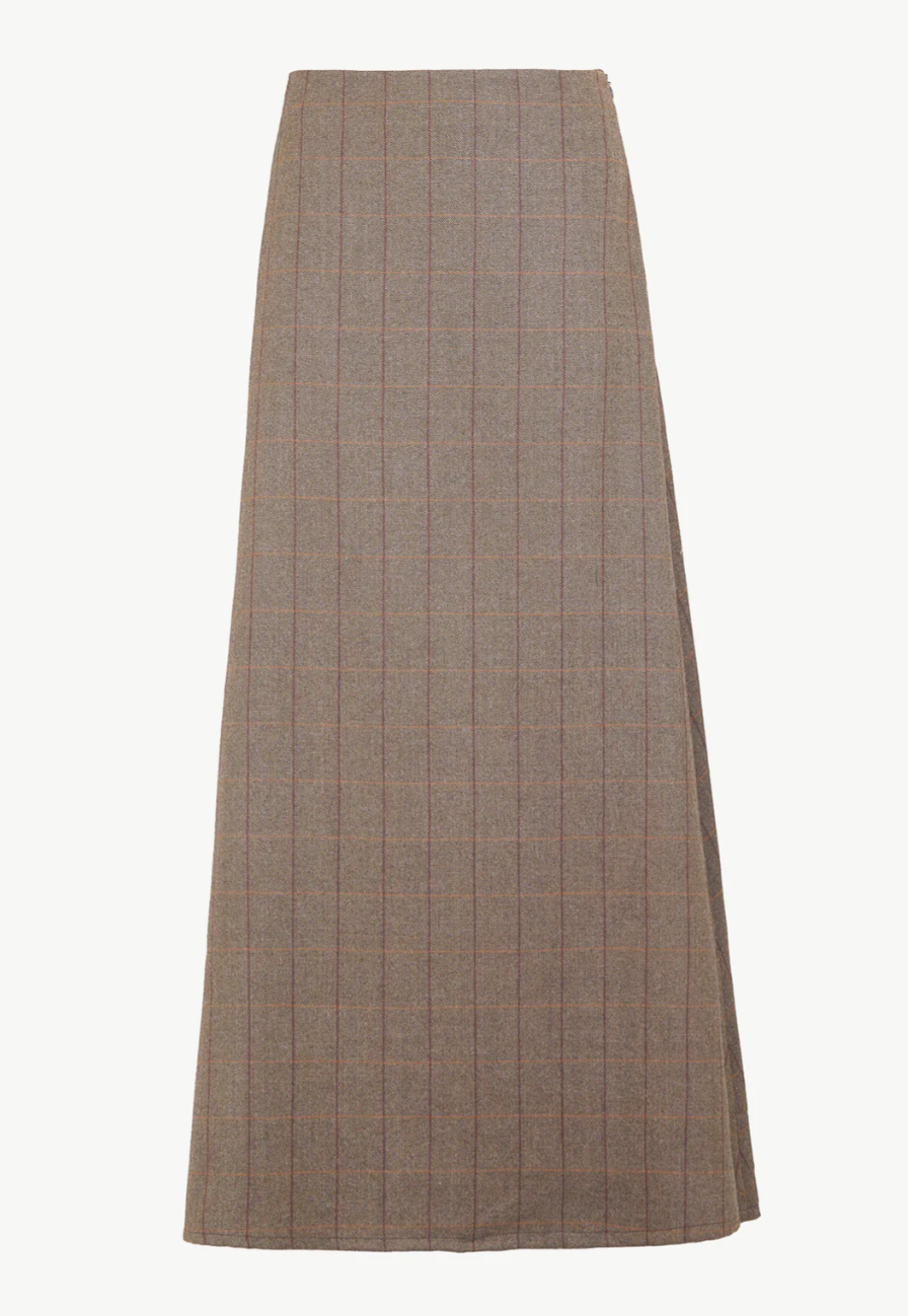 THE LENA SKIRT WOOL CHECK BROWN