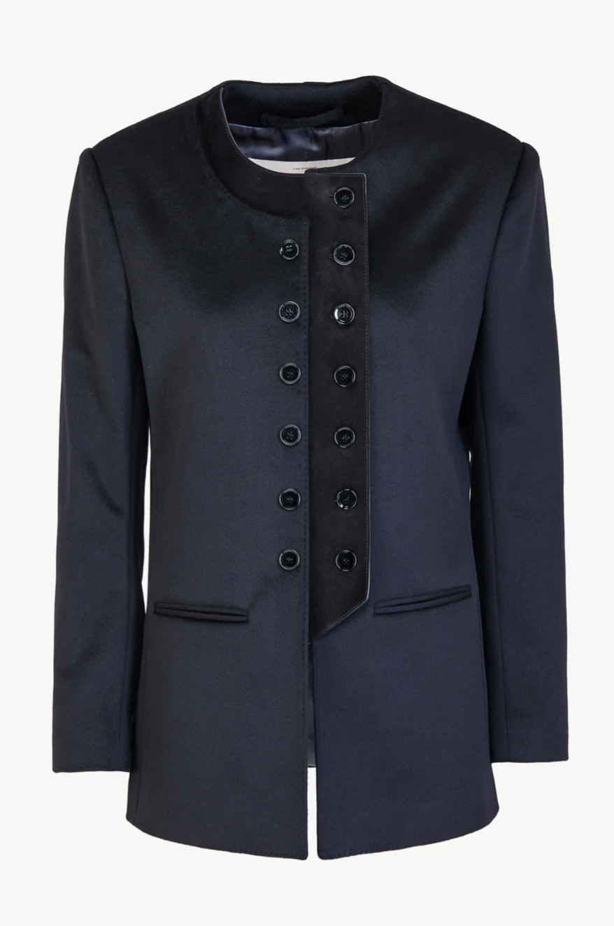 THE LARA BLAZER CASHMERE AND SUEDE BLACK