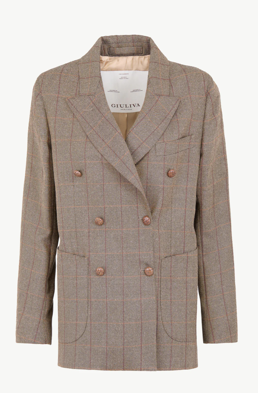 THE CETTINA BLAZER WOOL CHECK BROWN