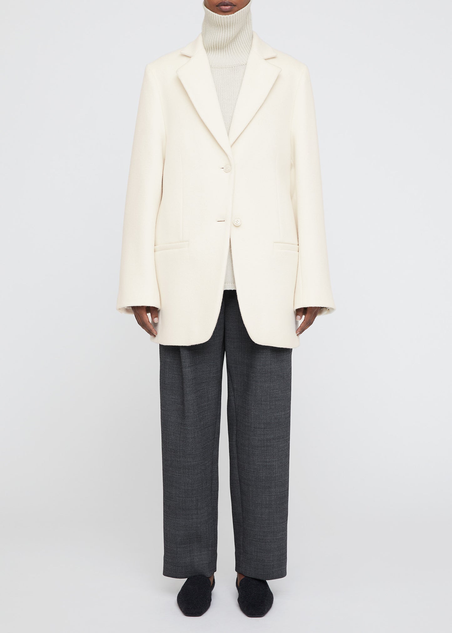 LONGLINE MELTON WOOL BLAZER