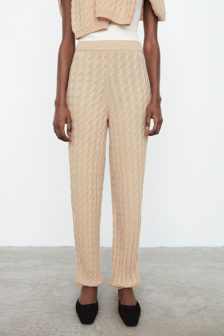 CABLE KNIT CASHMERE SLACKS