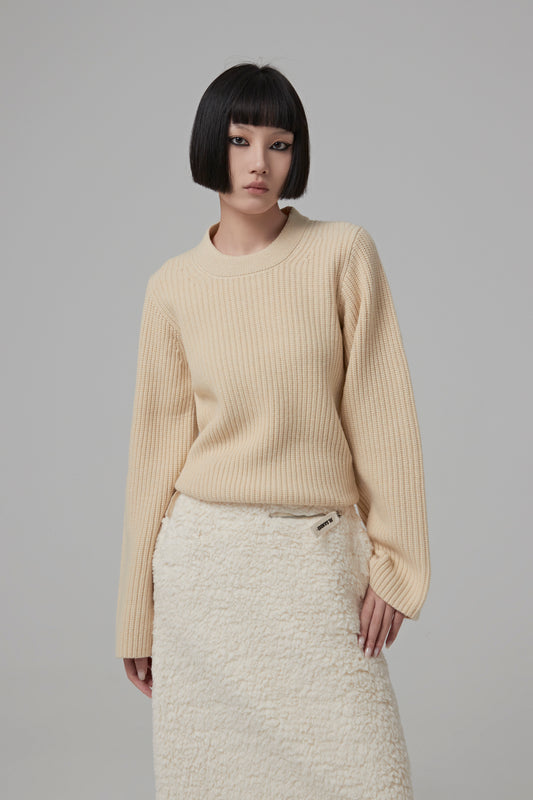 Cropped Rd Nk-Soft Wool