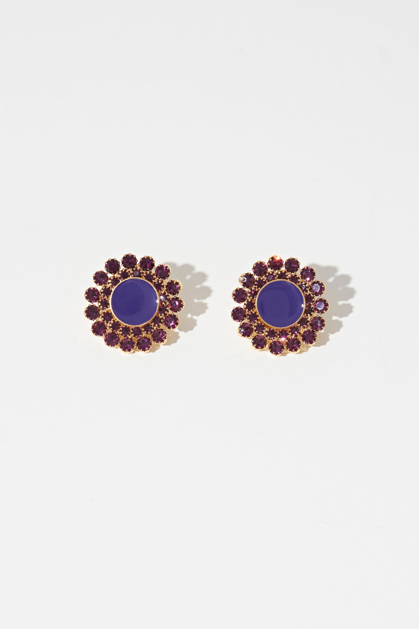 Lacquered Round Earrings with Mini Strass