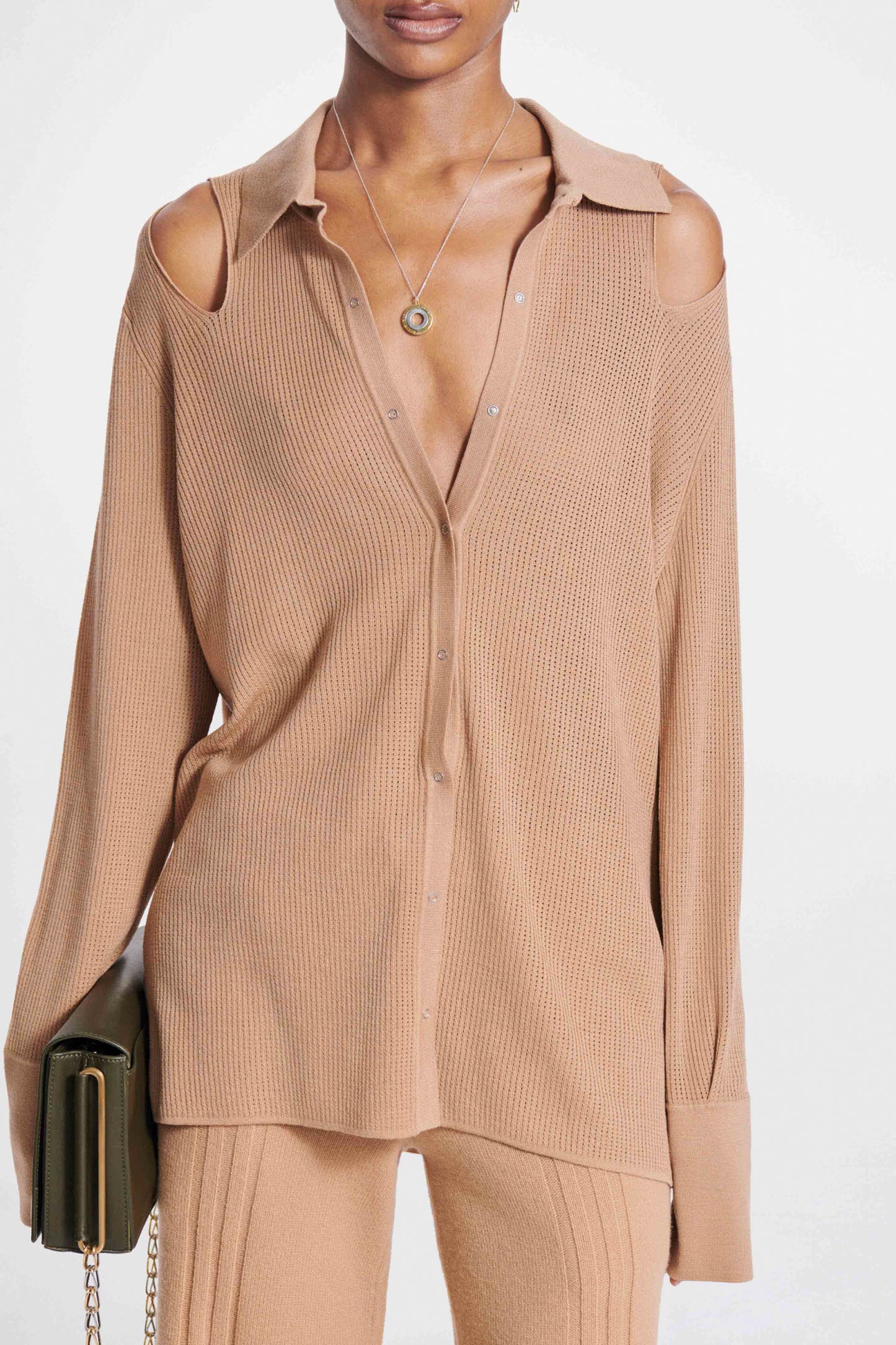 MERINO POINTELLE RIB SHIRT