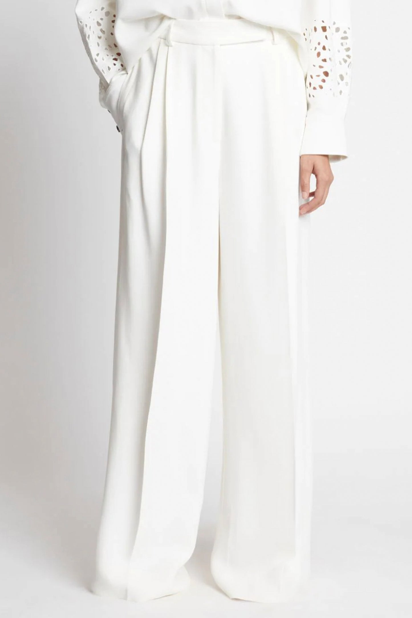 TEXTURED VISCOSE CREPE PANTS