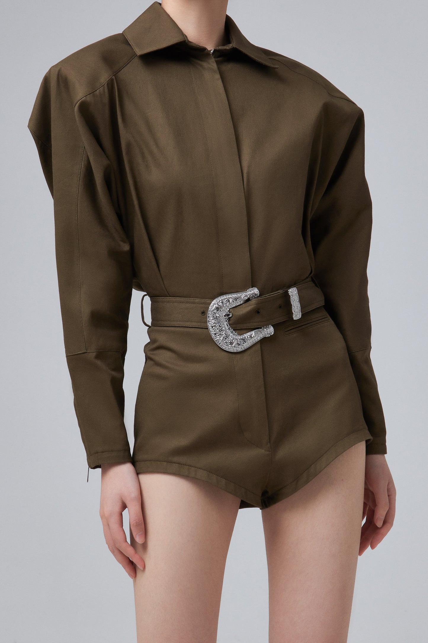 JUMPSUIT WITH STRASSED BELT