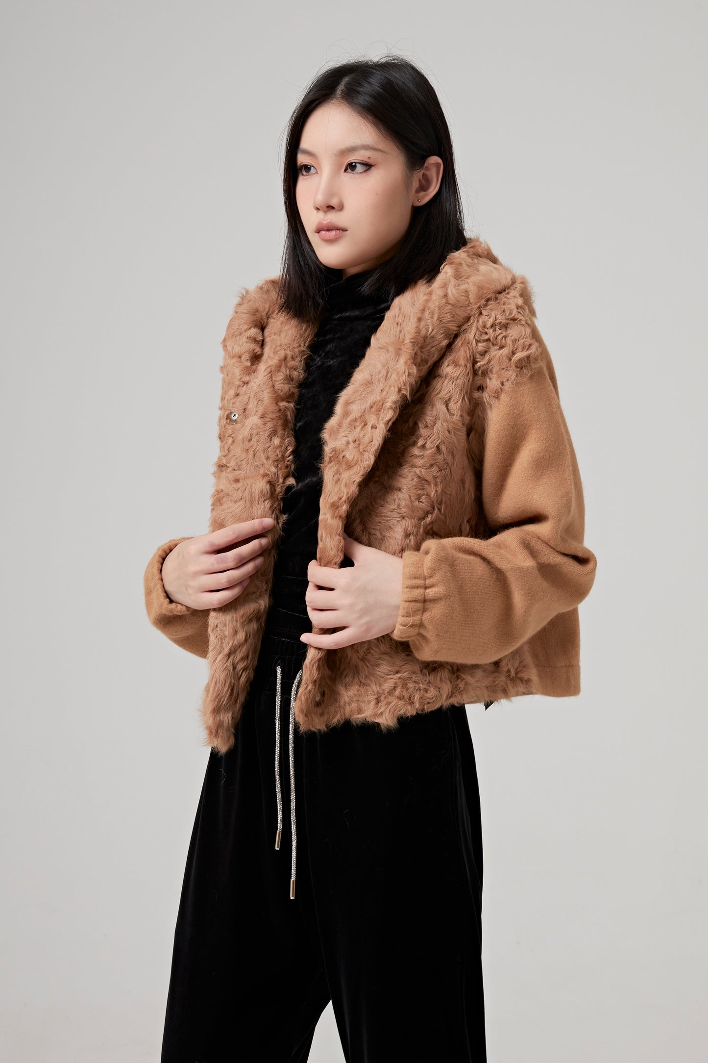 JACKET CUT AND SEWN KNITWEAR/LAMB LG HAIR