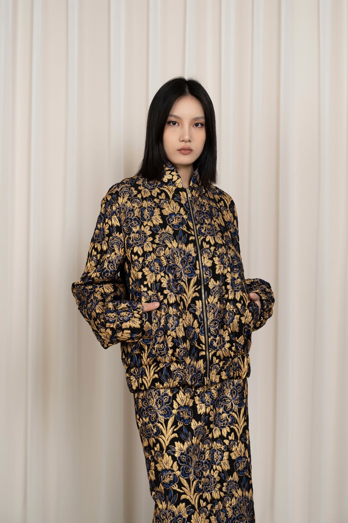 BOMBER IN BROCADE