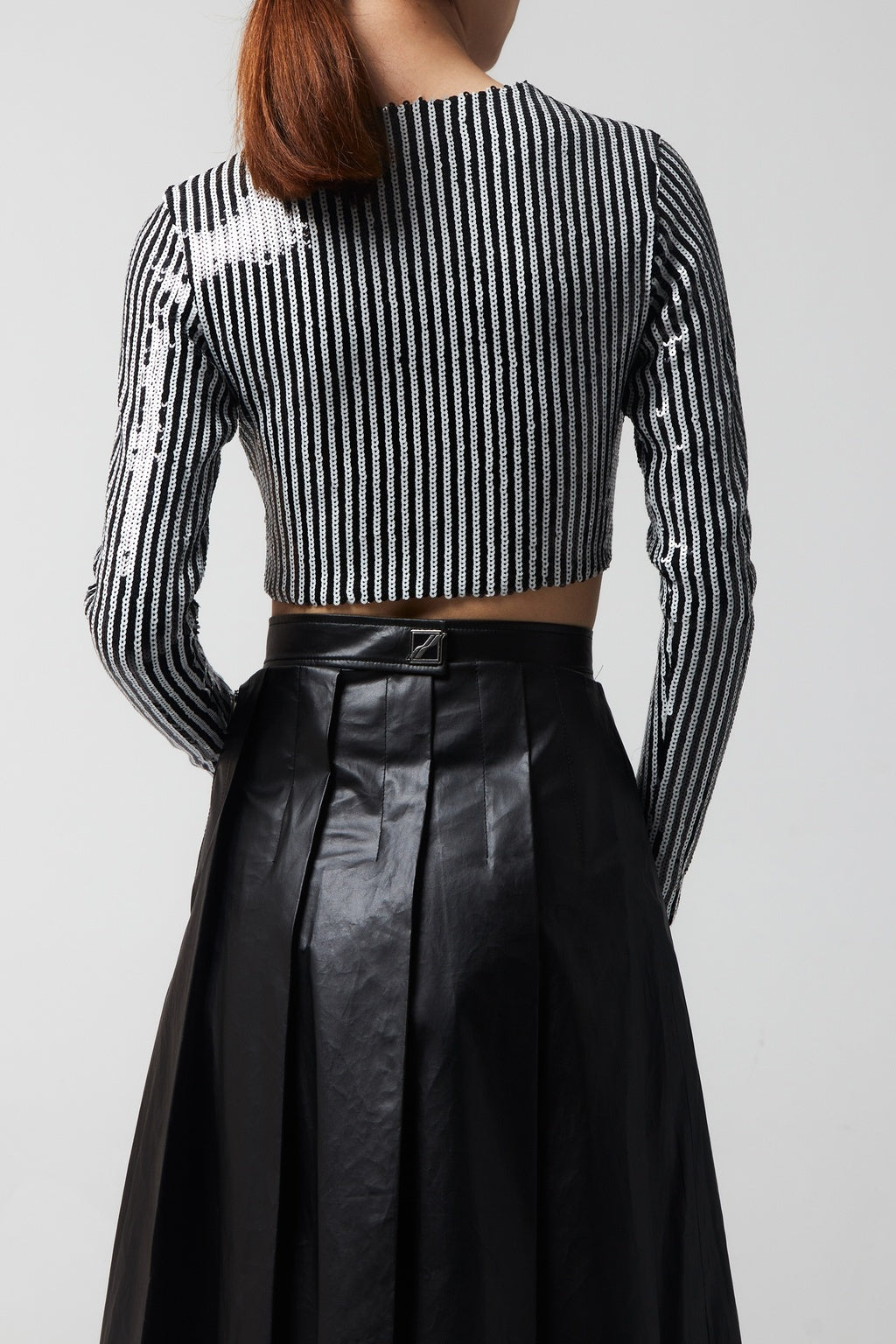 SEQUIN LONG SLEEVE CROP TOP