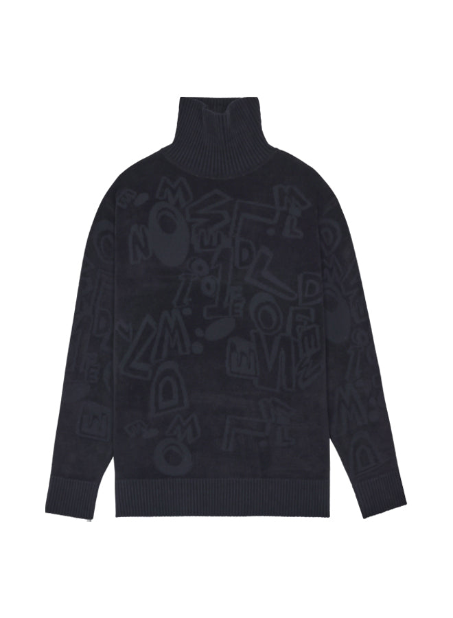 LOGO GRAFFITI TURTLE NECK SWEATER