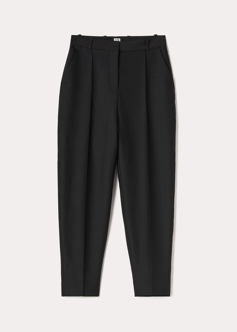 SEWN PLEAT COTTON WOOL TROUSERS