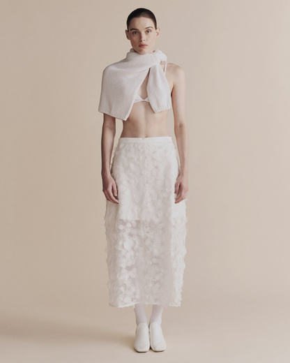 APPLIQUED MIDI SKIRT