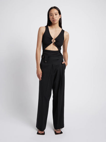 BELTED WOOL PLEATTROUSER