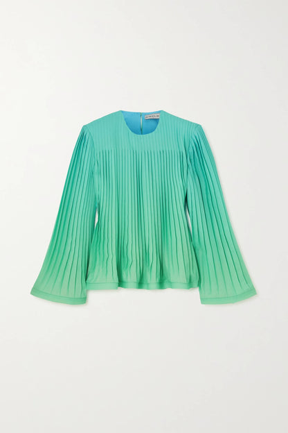 PLEATED RECYCLED PRINTED GEORGETTE BLOUSE