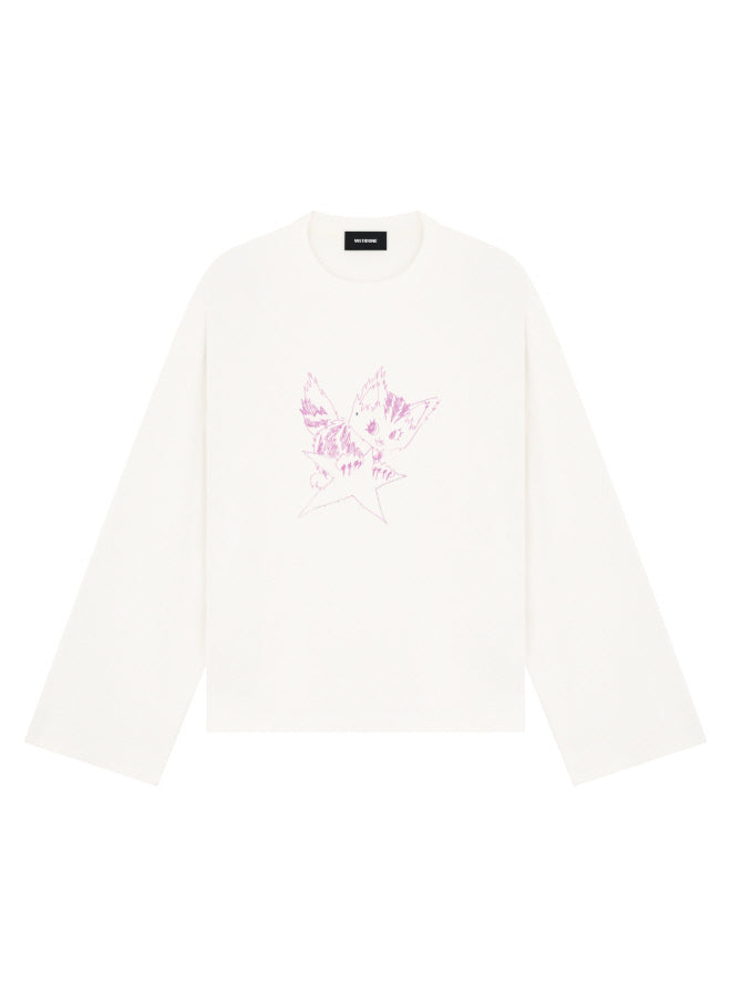 IVORY MONSTER PRINT WIDE LONG-SLEEVED T-SHIRT