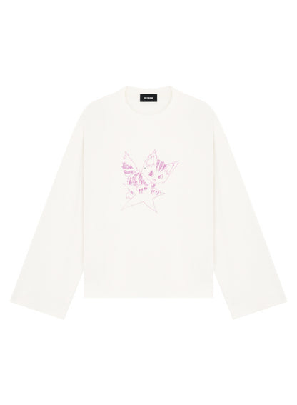 IVORY MONSTER PRINT WIDE LONG-SLEEVED T-SHIRT