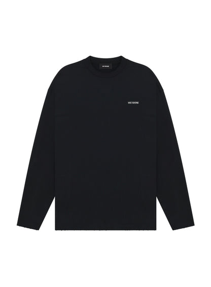 BLACK PRINCESS PRINT DAMAGED LONG-SLEEVED T-SHIRT