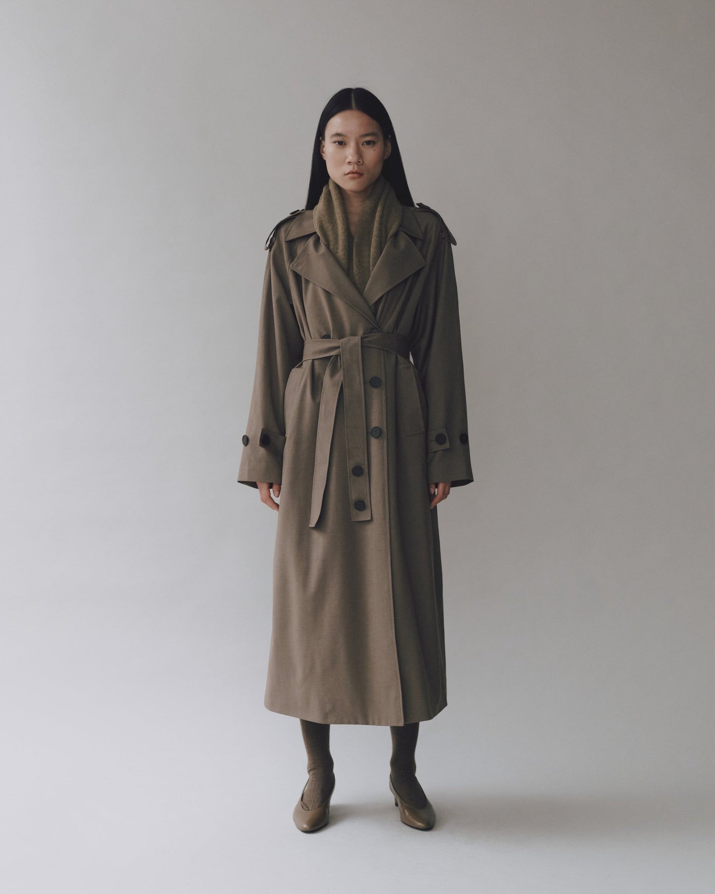 WOOL BLEND LONG TRENCH