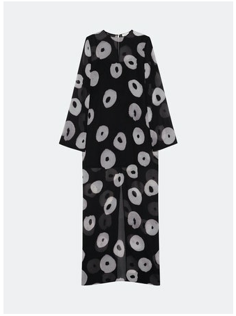 LONG SLEEVES STRAIGHT DRESS IN PRINTED CREPON