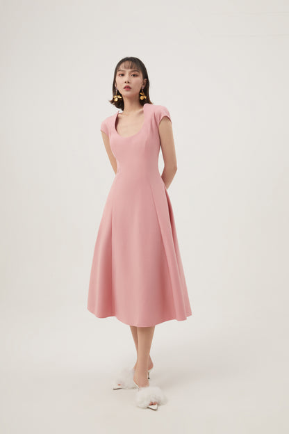 SCOOP NECK DRESS W/ CAP SLV