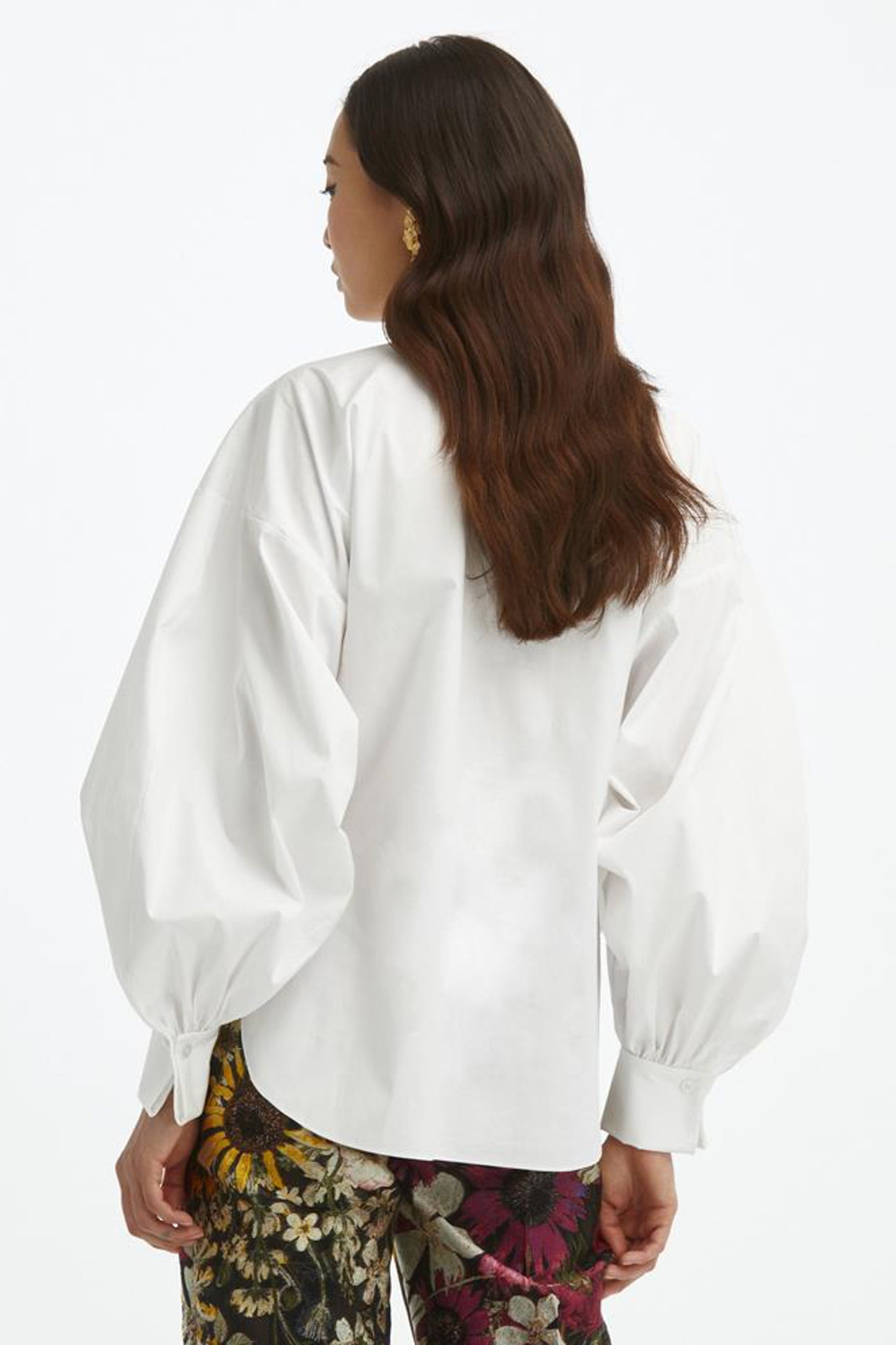 COTTON POPLIN BALLOON SLEEVE SHIRT