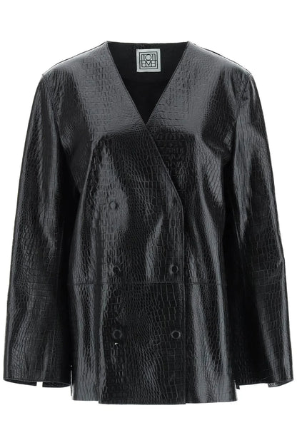 CROCO EMBOSSED LEATHERBLAZER