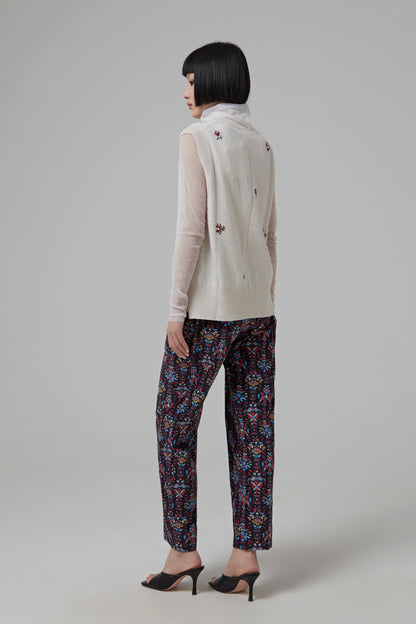 PRINTED PILE COLLAR VEST