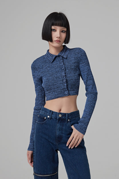 DOUBLE BUTTONCROPPED CARDIGAN