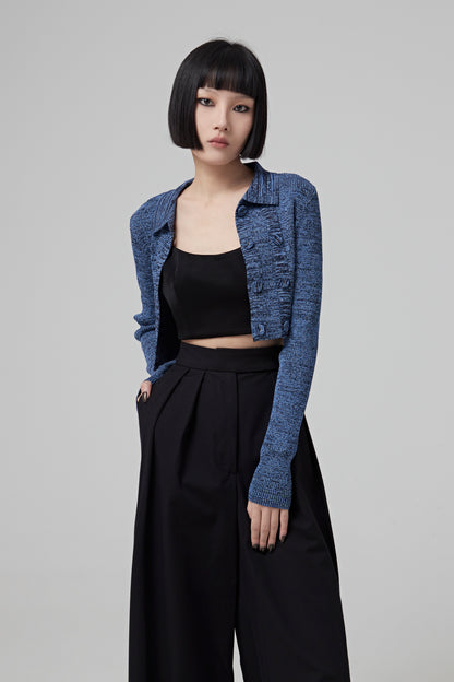 DOUBLE BUTTONCROPPED CARDIGAN