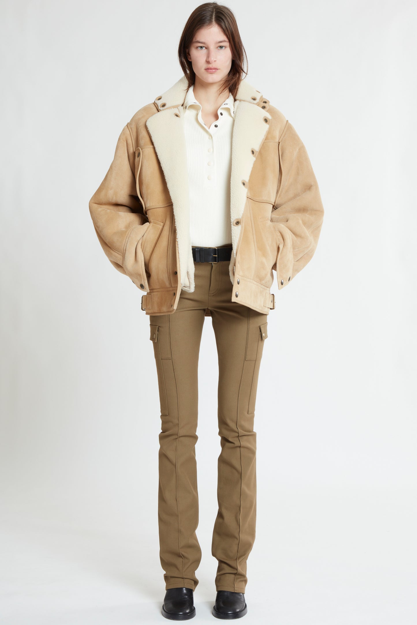 LOOSE FIT SHEARLING JACKET WITH SNAP BUTTONS