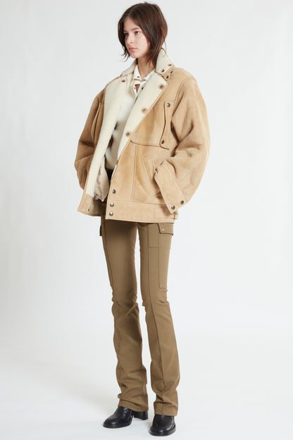 LOOSE FIT SHEARLING JACKET WITH SNAP BUTTONS
