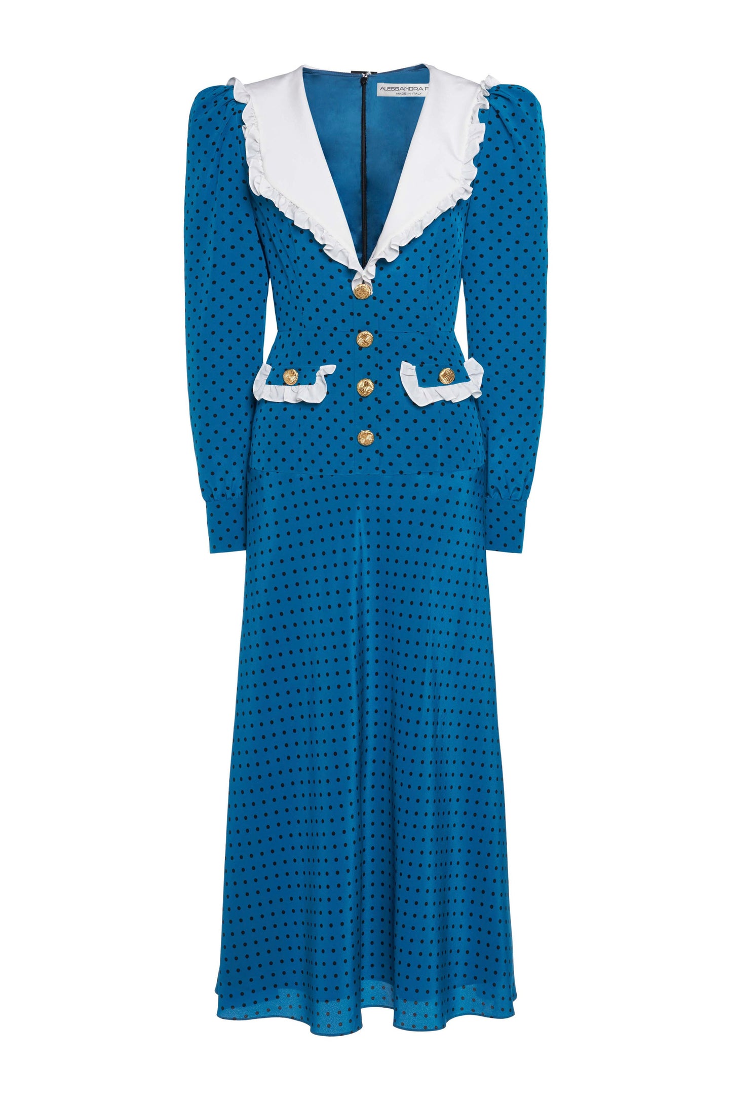 POLKA DOT SILK DRESS WITH COLLAR