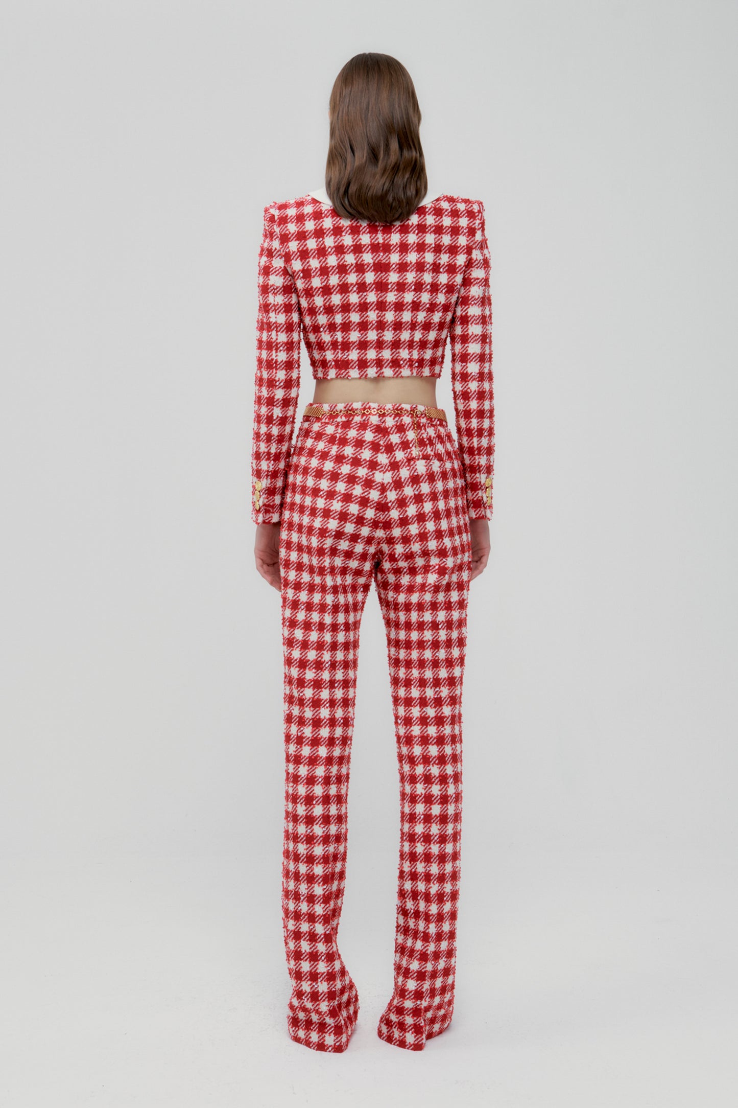VICHY TWEED FLARED TROUSERS