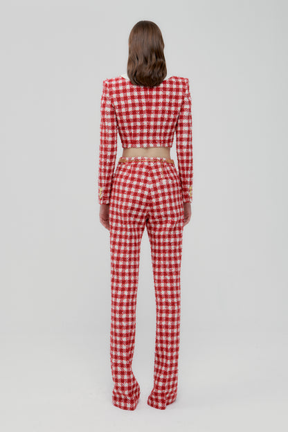 VICHY TWEED FLARED TROUSERS