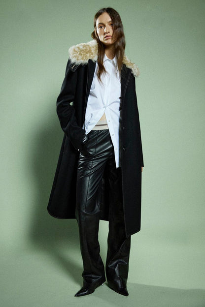 FUR COLLAR COAT.DENS