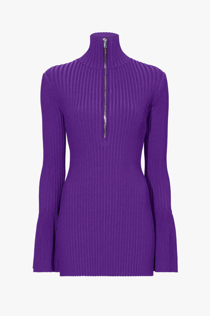 Viscose Rib Zip Sweater