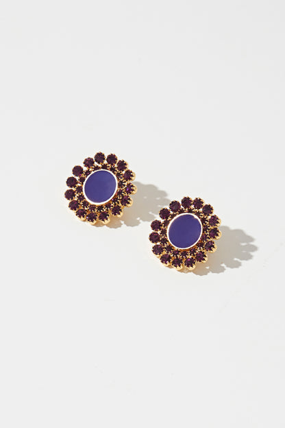 Lacquered Round Earrings with Mini Strass