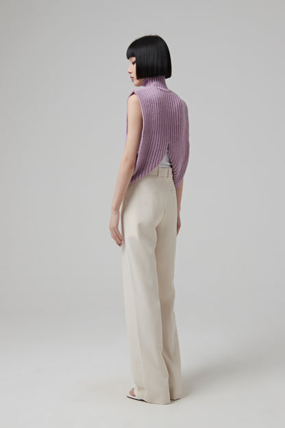 WIDE PANTS IN RECYCLED GABARDINE ZIPPED ON THE TOP OF THE LEG