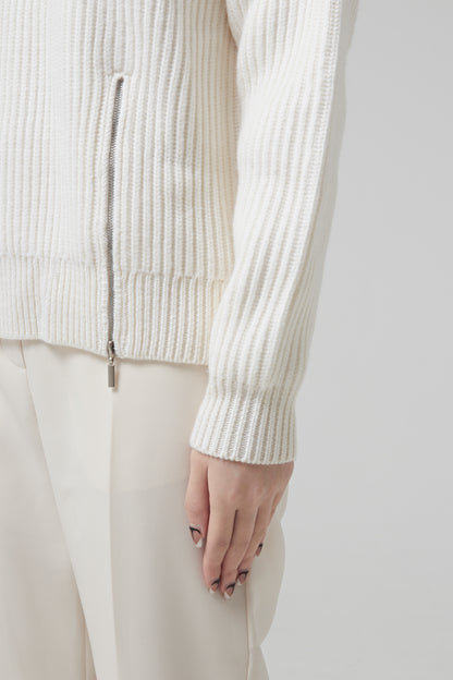 WOOL TRUCKER SWEATER WITH 2 ZIPPED SLITS AT THE BOTTOM