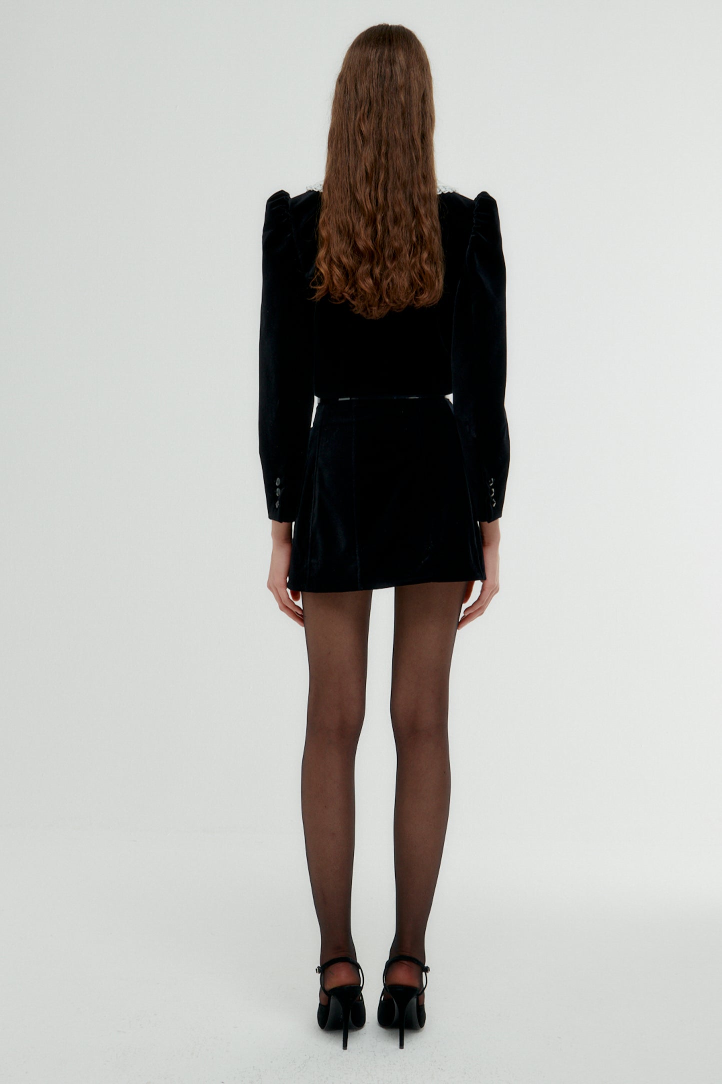 VELVET JACKET WITH FAILLE COLLAR