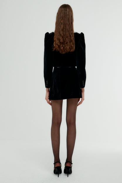 VELVET JACKET WITH FAILLE COLLAR