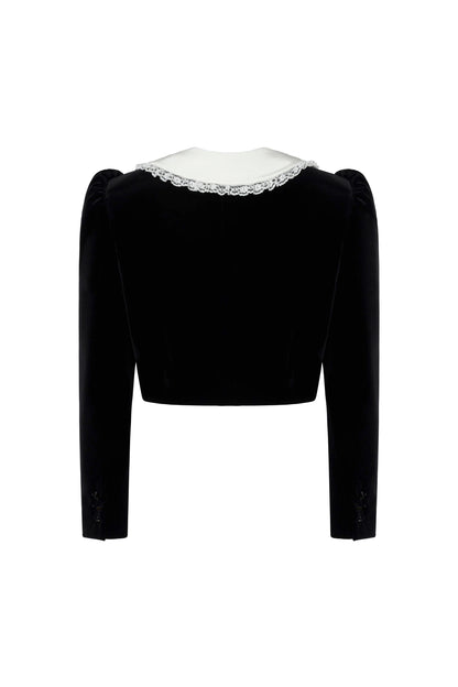 VELVET JACKET WITH FAILLE COLLAR